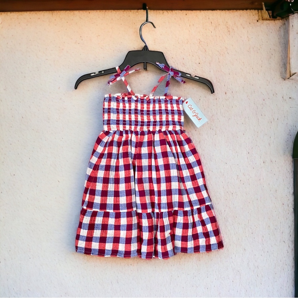Cat & Jack Toddler Girls’ Plaid Smocked Tank Dress 2T 4T NWT